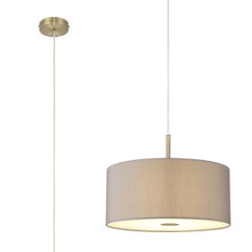 DK0222  Baymont 40cm Pendant 1 Light Antique Brass, Grey, Frosted Diffuser